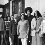 Members of Te Reo Māori Society perform a waiata in Parliament’s Māori Affairs committee room during Māori Language week in September 1973. The Society presented a letter to the Minister of Education calling for bi-lingual schooling throughout New Zealand for all New Zealanders, Māori and Pākehā. From left, Rāwiri Rangitauira, John McCaffery, Peter McLean, Robert Pouwhare, unidentified, Hēmi Pōtatau, Rangi Nicholson, Teri McIntyre, Whaimutu Dewes, Alice Coromandel, Piahana Tamahori.<br /><br />KEITH STEWART
