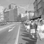 TUA11 Dental nurses from all over the country march to Parliament in March 1974, to pressure the Government to restore their wage relativity with public health nurses. MPs were heard to comment: “It’s marvellous. They are so neat and tidy.” In any event they won relativity.<br /><br />KEITH STEWART TUA11