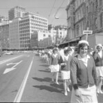 TUA12 Dental nurses from all over the country march to Parliament in March 1974, to pressure the Government to restore their wage relativity with public health nurses. MPs were heard to comment: “It’s marvellous. They are so neat and tidy.” In any event they won relativity.<br /><br />KEITH STEWART TUA12