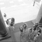 TUA26 Dental nurses from all over the country marched to Parliament in March 1974, to pressure the Government to restore their wage relativity with public health nurses. MPs were heard to comment: “It’s marvellous. They are so neat and tidy.” In any event they won relativity. Nurses are shown at the entrance.<br /><br />KEITH STEWART TUA26