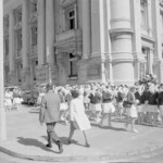 TUA3 Dental nurses from all over the countryprepare to march to Parliament in March 1974, to pressure the Government to restore their wage relativity with public health nurses. MPs were heard to comment: “It’s marvellous. They are so neat and tidy.” In any event they won relativity.<br /><br />KEITH STEWART TUA3