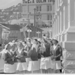 TUA5 Dental nurses from all over the countryprepare to march to Parliament in March 1974, to pressure the Government to restore their wage relativity with public health nurses. MPs were heard to comment: “It’s marvellous. They are so neat and tidy.” In any event they won relativity.<br /><br />KEITH STEWART TUA5