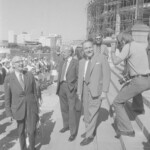 TUA75 Dental nurses from all over the country marched to Parliament in March 1974, to pressure the Government to restore their wage relativity with public health nurses. MPs were heard to comment: “It’s marvellous. They are so neat and tidy.” In any event they won relativity. Robery Muldoon Opposition leader meets the nurses.<br /><br />KEITH STEWART TUA75