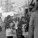 Kindergarten trainee teachers march to Parliament in Wellington in April 1974 . They were a part of a nationwide protest of over 1000 students against the low level of their salaries compared to primary school trainee teacher salaries and the unemployment benefit.<br /><br />KEITH STEWART TUAEC32
