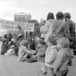 Kindergarten trainee teachers march to Parliament in Wellington in April 1974 . They were a part of a nationwide protest of over 1000 students against the low level of their salaries compared to primary school trainee teacher salaries and the unemployment benefit.<br /><br />KEITH STEWART TUAEC36