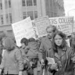 Kindergarten trainee teachers march to Parliament in Wellington in April 1974 . They were a part of a nationwide protest of over 1000 students against the low level of their salaries compared to primary school trainee teacher salaries and the unemployment benefit.<br /><br />KEITH STEWART TUAEC41
