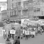 Kindergarten trainee teachers march to Parliament in Wellington in April 1974 . They were a part of a nationwide protest of over 1000 students against the low level of their salaries compared to primary school trainee teacher salaries and the unemployment benefit.<br /><br />KEITH STEWART TUAEC43