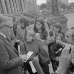 Kindergarten trainee teachers march to Parliament in Wellington in April 1974 . They were a part of a nationwide protest of over 1000 students against the low level of their salaries compared to primary school trainee teacher salaries and the unemployment benefit.<br /><br />KEITH STEWART TUAEC45