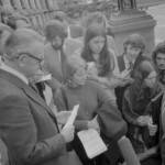 Kindergarten trainee teachers march to Parliament in Wellington in April 1974 . They were a part of a nationwide protest of over 1000 students against the low level of their salaries compared to primary school trainee teacher salaries and the unemployment benefit.<br /><br />KEITH STEWART TUAEC46