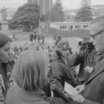 Kindergarten trainee teachers march to Parliament in Wellington in April 1974 . They were a part of a nationwide protest of over 1000 students against the low level of their salaries compared to primary school trainee teacher salaries and the unemployment benefit.<br /><br />KEITH STEWART TUAEC47