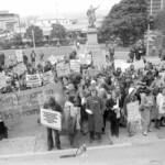 Kindergarten trainee teachers march to Parliament in Wellington in April 1974 . They were a part of a nationwide protest of over 1000 students against the low level of their salaries compared to primary school trainee teacher salaries and the unemployment benefit.<br /><br />KEITH STEWART TUAEC5