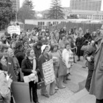 Kindergarten trainee teachers march to Parliament in Wellington in April 1974 . They were a part of a nationwide protest of over 1000 students against the low level of their salaries compared to primary school trainee teacher salaries and the unemployment benefit.<br /><br />KEITH STEWART TUAEC6