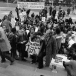 Kindergarten trainee teachers march to Parliament in Wellington in April 1974 . They were a part of a nationwide protest of over 1000 students against the low level of their salaries compared to primary school trainee teacher salaries and the unemployment benefit.<br /><br />KEITH STEWART TUAEC8
