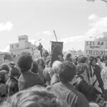 Photo from a demonstration against a new proposed law increasing the powers of the Security Intelligence Service. Wellington New Zealand.