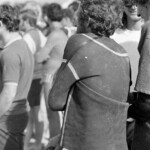 Anti-Apartheid Protest in 1971 at Brighton Beach Christchurch. Owen Wilkes in wet suit