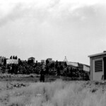300 demonstrators, mostly young and students gathered from all over New Zealand at the Post Office in Timaru, on the East Coast of the South Island, They marched from there along the waterfront to Caroline Bay, a distance of about one mile.
From Caroline Bay the demonstrators moved out of town to Washdyke, about 3 miles to the north the site of the logistic end supply base for the Mt. John installation.