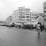 In Wellington workers stop work and march to the Employers Federation office protesting about the use of injunctions preventing workers withdrawing there labour. The march was also in solidarity with Bill Andersen imprisoned for defying a Supreme Court injunction.