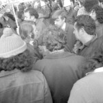 In Wellington workers stop work and march to the Employers Federation office protesting about the use of injunctions preventing workers withdrawing there labour. The march was also in solidarity with Bill Andersen imprisoned for defying a Supreme Court injunction.
