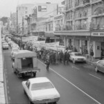 In Wellington workers stop work and march to the Employers Federation office protesting about the use of injunctions preventing workers withdrawing there labour. The march was also in solidarity with Bill Andersen imprisoned for defying a Supreme Court injunction.