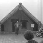Sept 1974 Maori Language week at Victoria University came to an end with a hui in the Maori room at the Dominion Museum. A number of Kaumatua, youth and representativies from various Wellington Maori organisations met to discuss the importance of the Maori Language.
