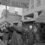 In Wellington workers stop work and march to the Employers Federation office protesting about the use of injunctions preventing workers withdrawing there labour. The march was also in solidarity with Bill Andersen imprisoned for defying a Supreme Court injunction.