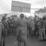In Wellington workers stop work and march to the Employers Federation office protesting about the use of injunctions preventing workers withdrawing there labour. The march was also in solidarity with Bill Andersen imprisoned for defying a Supreme Court injunction.