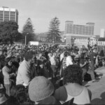 Workers from the Seamens Union and Drivers Union marched to Parliament in June 1974. They were protesting about a number of issues including cost of living and anti-union legislation being introduced that allowed injunctions on Unions supporting other unions.
