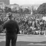 Workers from the Seamens Union and Drivers Union marched to Parliament in June 1974. They were protesting about a number of issues including cost of living and anti-union legislation being introduced that allowed injunctions on Unions supporting other unions.