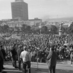 Workers from the Seamens Union and Drivers Union marched to Parliament in June 1974. They were protesting about a number of issues including cost of living and anti-union legislation being introduced that allowed injunctions on Unions supporting other unions.