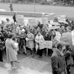 Pro-choice protestors gather at Parliament at different times in 1974 to protest against abortion laws and to support the Auckland Clinc right to carry out abortions.
