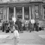 Pro-choice protestors gather at Parliament at different times in 1974 to protest against abortion laws and to support the Auckland Clinc right to carry out abortions.