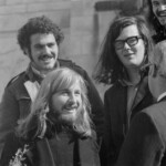 On Anzac Day in 1973 there was wreath laying by a number of countries at the Wellington Cenotaph. After the main ceremony a wreath was laid at the Wellington Cenotaph on behalf of the Victoria University Students Association. Peter Wilson, VUWSA President in front, Denis O'Reilly behind him, Michael Law on his right and Graeme Clark at top right.
