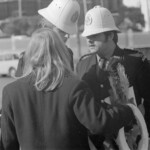 On Anzac Day in 1973 there was wreath laying by a number of countries at the Wellington Cenotaph. After the main ceremony a wreath was laid at the Wellington Cenotaph on behalf of the Victoria University Students Association. Police discuss the wreath laying with Peter Wilson.. A RSA member had objected to the VUWSA laying a wreath in the main ceremony.